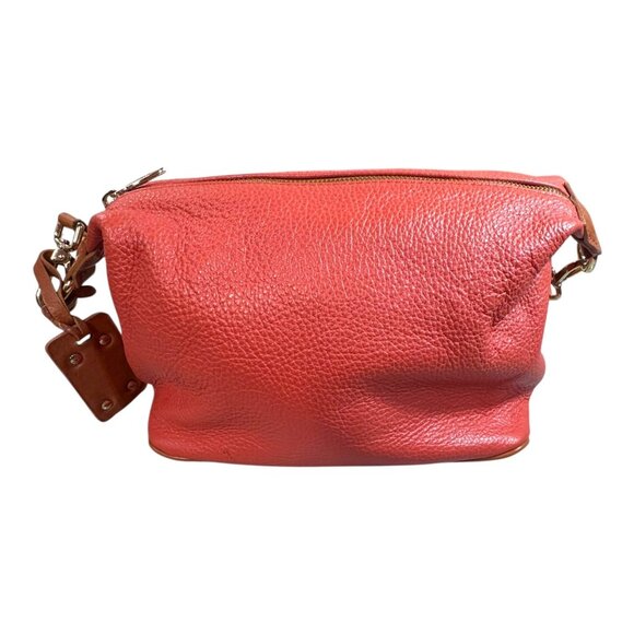 Valentina Italia Coral Peach Pink Leather Shoulder Bag With Adjustable Strap SEE - Picture 1 of 16